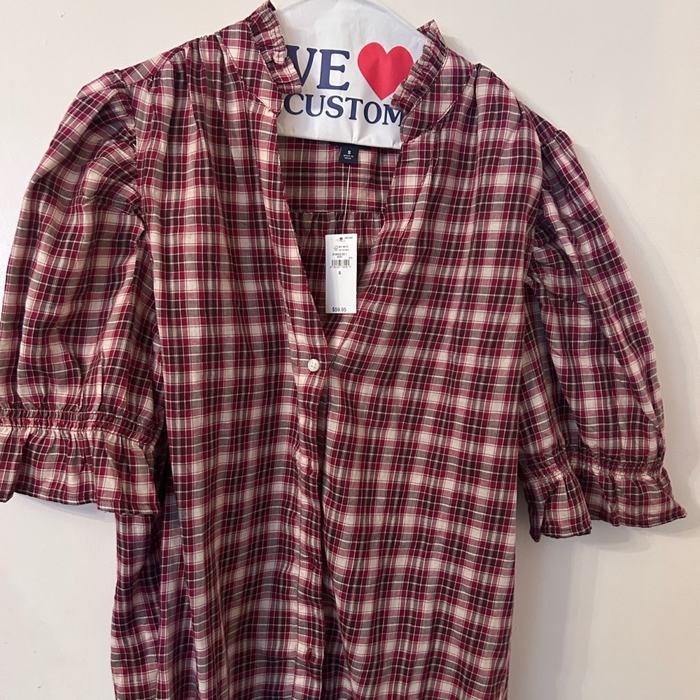 GAP Red Plaid Blouse